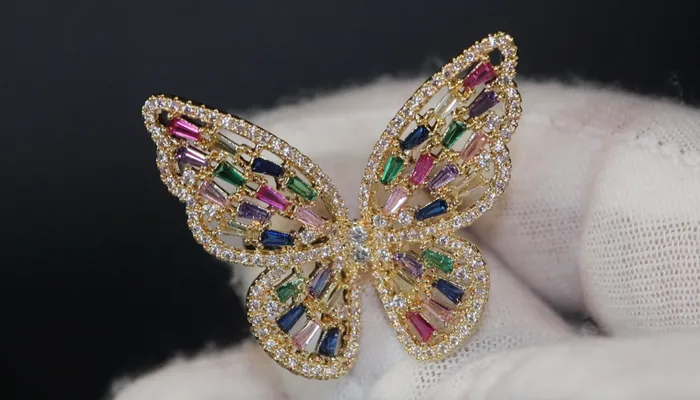 Rings Lab Diamonds London Diamond Butterfly Ring Butterfly Ring Rainbow Diamond Ring Gold Butterfly Ring