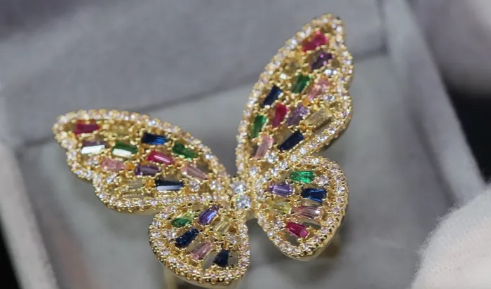 Rings Lab Diamonds London Diamond Butterfly Ring Butterfly Ring Rainbow Diamond Ring Gold Butterfly Ring