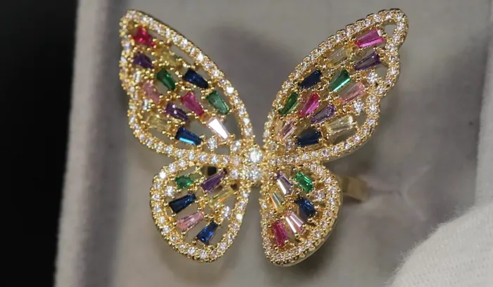 Rings Lab Diamonds London Diamond Butterfly Ring Butterfly Ring Rainbow Diamond Ring Gold Butterfly Ring