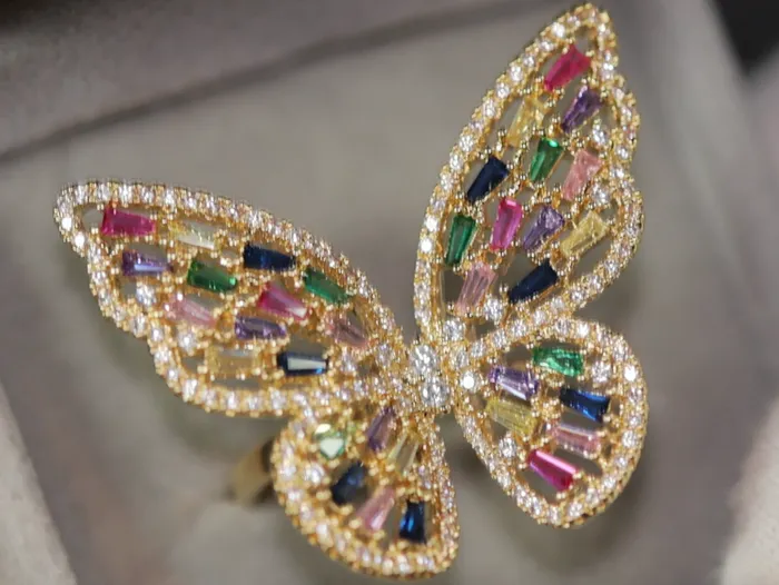 Rings Lab Diamonds London Diamond Butterfly Ring Butterfly Ring Rainbow Diamond Ring Gold Butterfly Ring