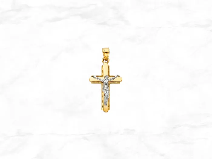 Rings My Jewelry Plaza Two Tone Crucifix Pendant in 10K Gold