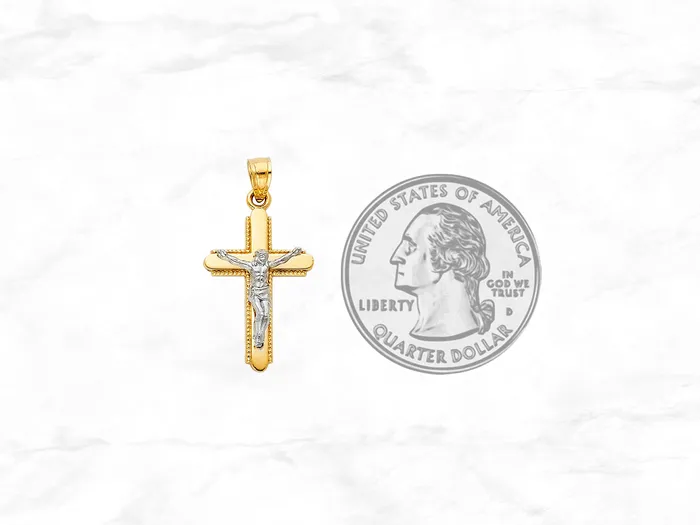 Rings My Jewelry Plaza Two Tone Crucifix Pendant in 10K Gold