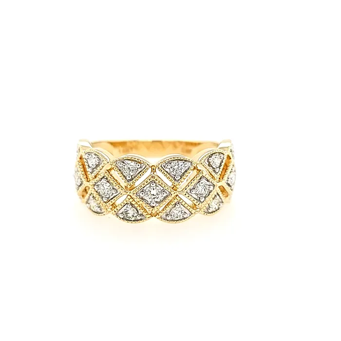 Rings Wilkerson Assoc 14k Yellow Gold Diamond Scalloped Wide Ring I7613