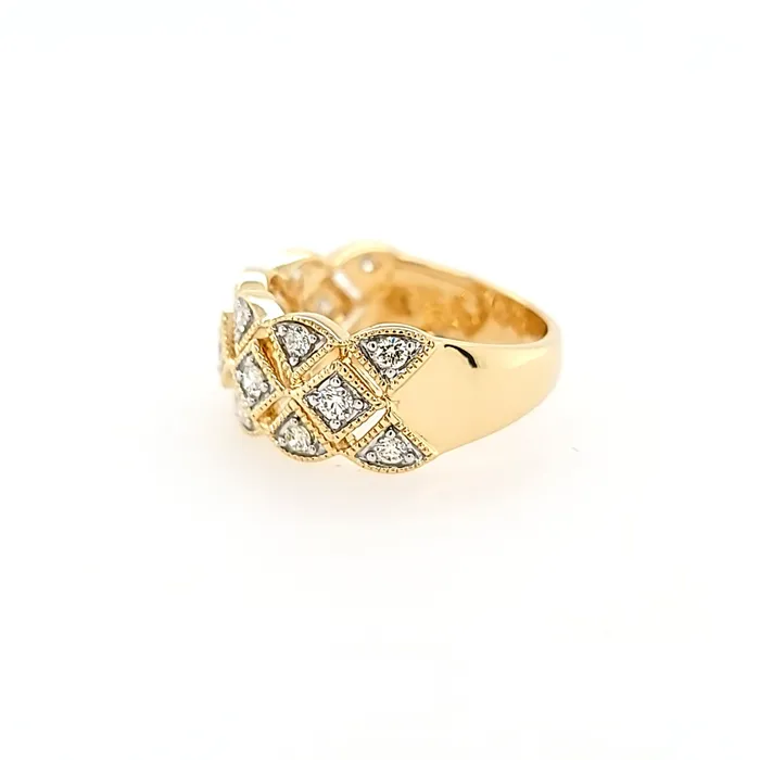 Rings Wilkerson Assoc 14k Yellow Gold Diamond Scalloped Wide Ring I7613