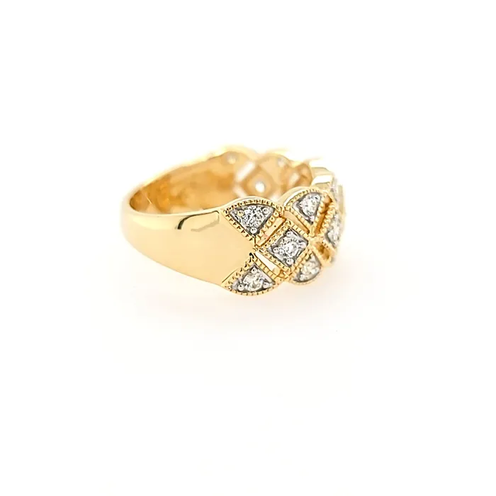 Rings Wilkerson Assoc 14k Yellow Gold Diamond Scalloped Wide Ring I7613