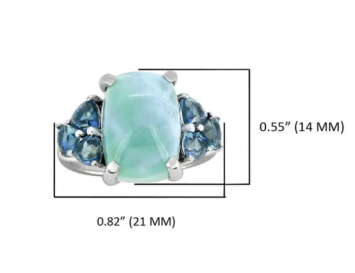 Rings YoTreasure 730 Ct Natural Larimar London Blue Topaz Solid 925 Sterling Silver Ring Jewelry