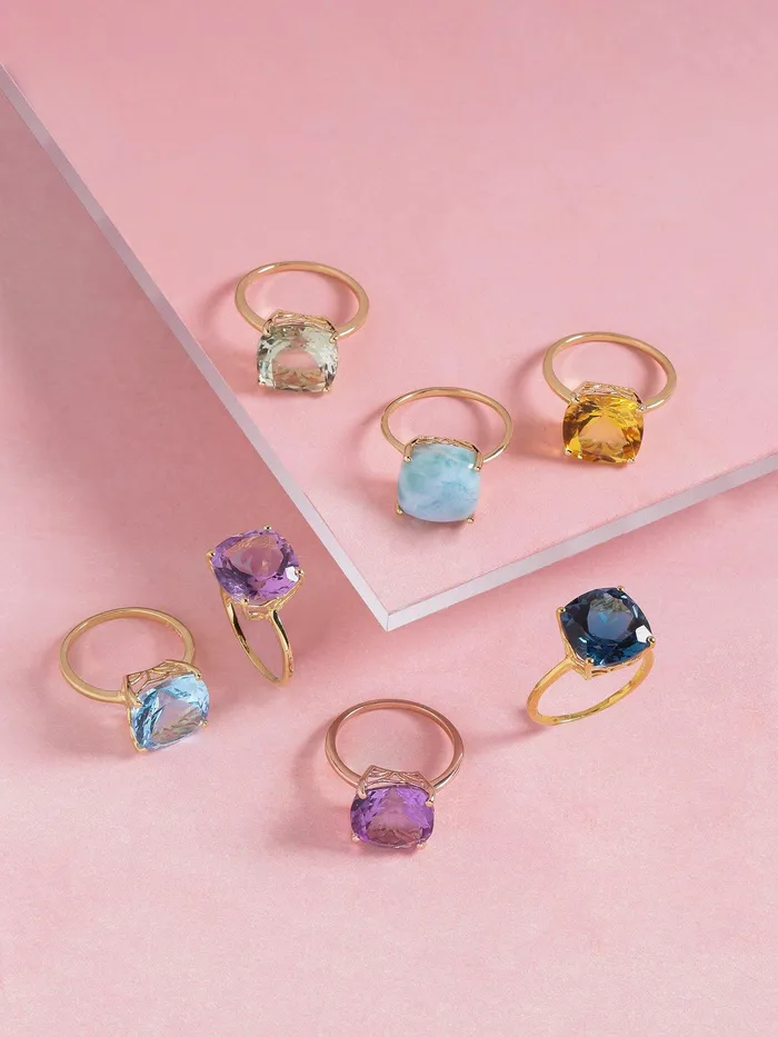 Rings YoTreasure 750 Ct Sky Blue Topaz Solid 10k Yellow Gold Ring Jewelry
