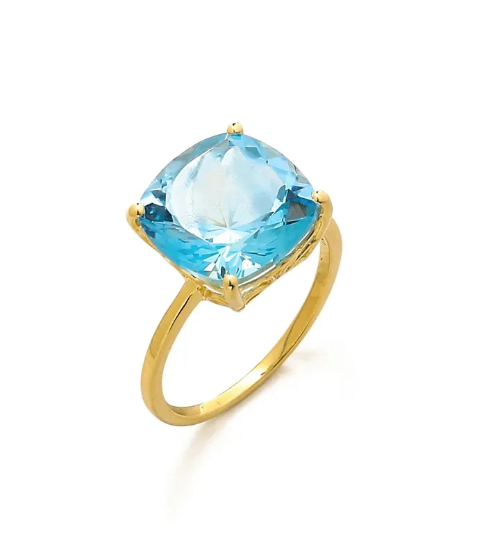 Rings YoTreasure 750 Ct Sky Blue Topaz Solid 10k Yellow Gold Ring Jewelry