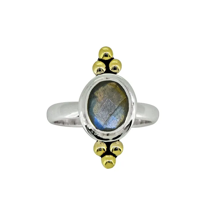 Rings YoTreasure Labradorite Solid 925 Sterling Silver Brass Ring Jewelry
