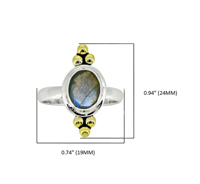 Rings YoTreasure Labradorite Solid 925 Sterling Silver Brass Ring Jewelry