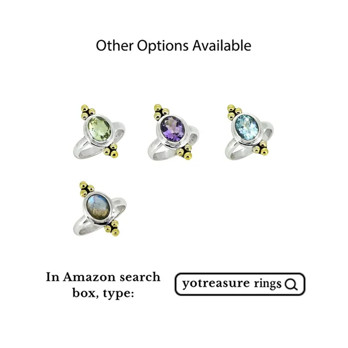 Rings YoTreasure Labradorite Solid 925 Sterling Silver Brass Ring Jewelry