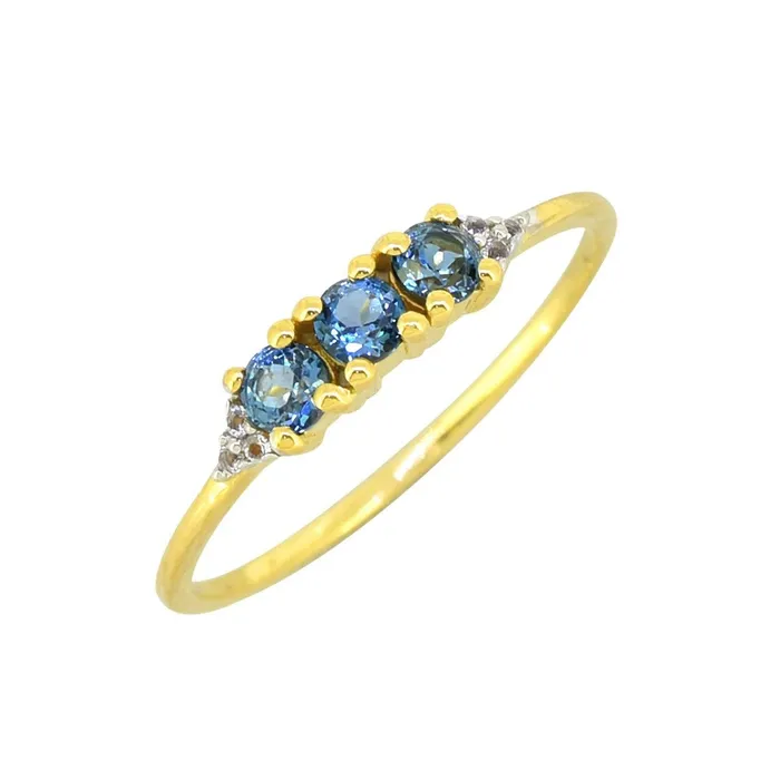 Rings YoTreasure London Blue Topaz Solid 925 Sterling Silver Gold Plated Band Ring Rings YoTreasure London Blue Topaz Solid 925 Sterling Silver Gold Plated Band Ring