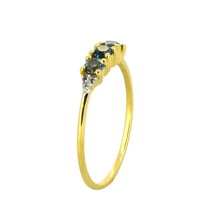 Rings YoTreasure London Blue Topaz Solid 925 Sterling Silver Gold Plated Band Ring Rings YoTreasure London Blue Topaz Solid 925 Sterling Silver Gold Plated Band Ring