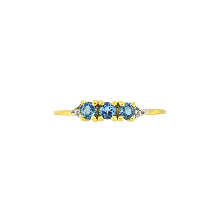 Rings YoTreasure London Blue Topaz Solid 925 Sterling Silver Gold Plated Band Ring Rings YoTreasure London Blue Topaz Solid 925 Sterling Silver Gold Plated Band Ring