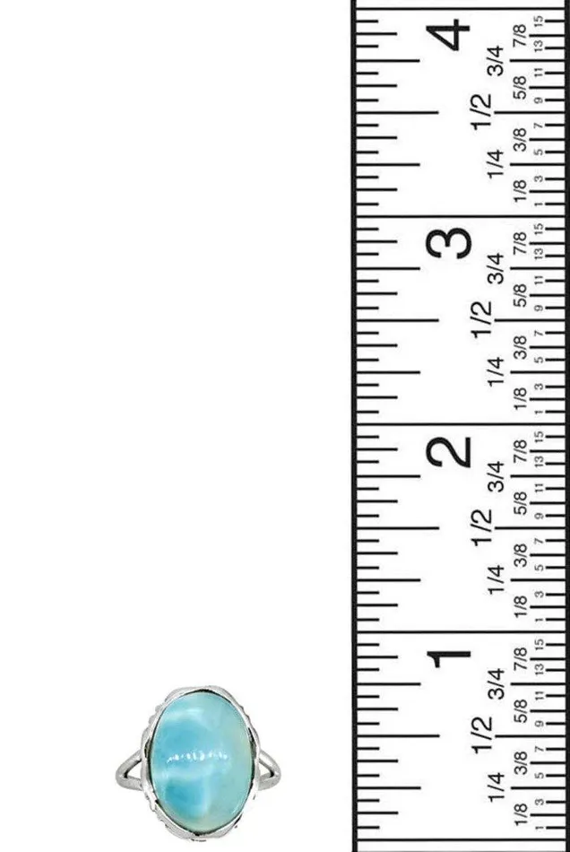 Rings YoTreasure Natural Larimar Solid 925 Sterling Silver Gemstone Ring