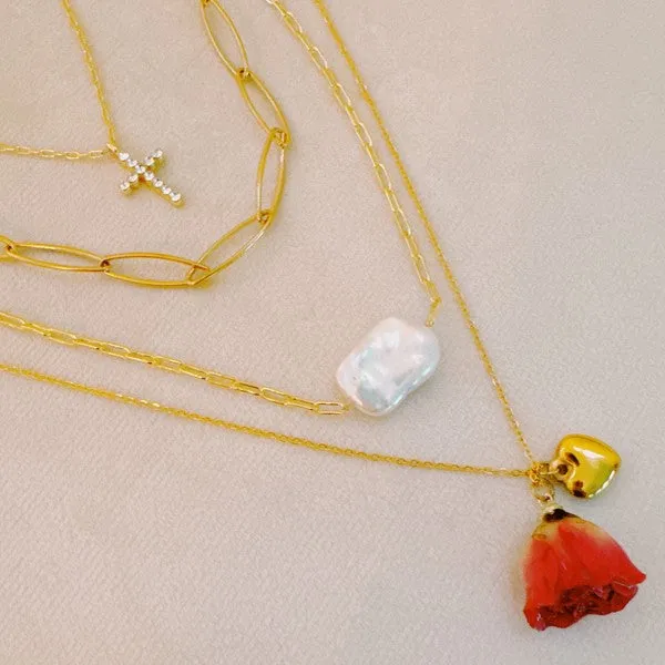 Rose Bud Love Heart Necklace Ellison and Young Necklaces