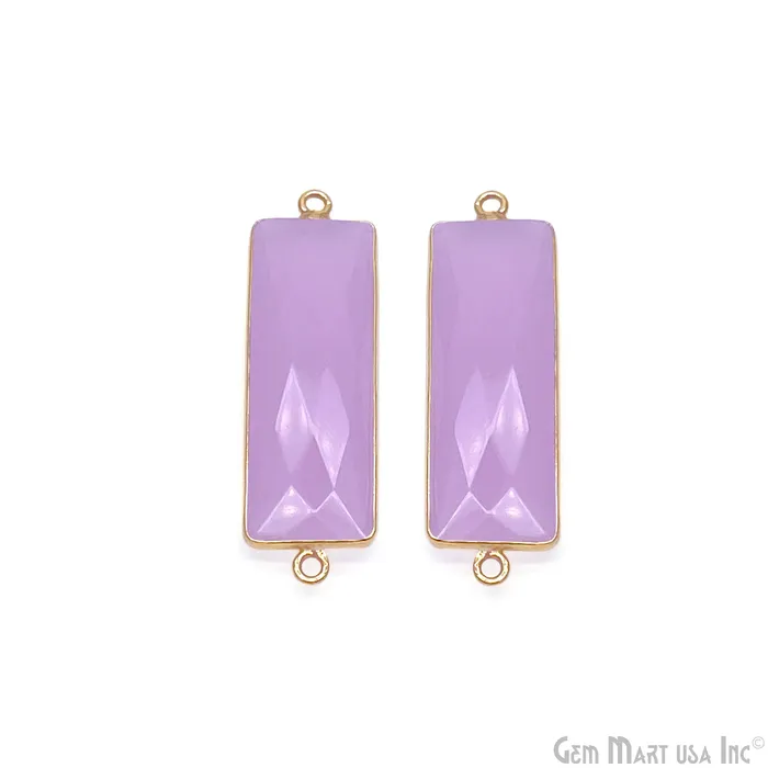 Rose Chalcedony Rectangle 31x12mm Gold Plated Double Bail Connector GemMartUSA Earrings Rose Chalcedony Rectangle 31x12mm Gold Plated Double Bail Connector GemMartUSA Earrings