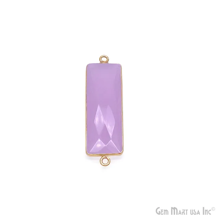Rose Chalcedony Rectangle 31x12mm Gold Plated Double Bail Connector GemMartUSA Earrings Rose Chalcedony Rectangle 31x12mm Gold Plated Double Bail Connector GemMartUSA Earrings