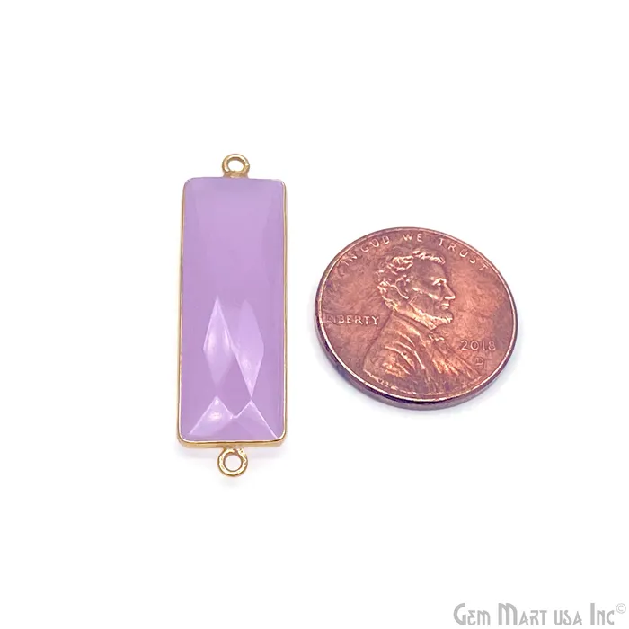 Rose Chalcedony Rectangle 31x12mm Gold Plated Double Bail Connector GemMartUSA Earrings Rose Chalcedony Rectangle 31x12mm Gold Plated Double Bail Connector GemMartUSA Earrings
