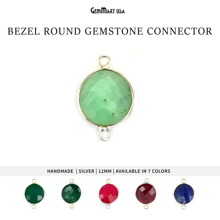Round 12mm Double Bail Silver Plated Gemstone Bezel Connector GemMartUSA Rings Round 12mm Double Bail Silver Plated Gemstone Bezel Connector GemMartUSA Rings
