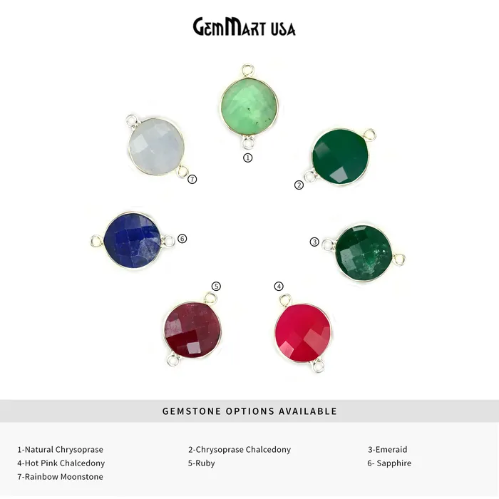 Round 12mm Double Bail Silver Plated Gemstone Bezel Connector GemMartUSA Rings