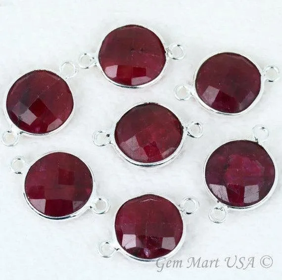 Round 12mm Double Bail Silver Plated Gemstone Bezel Connector GemMartUSA Rings