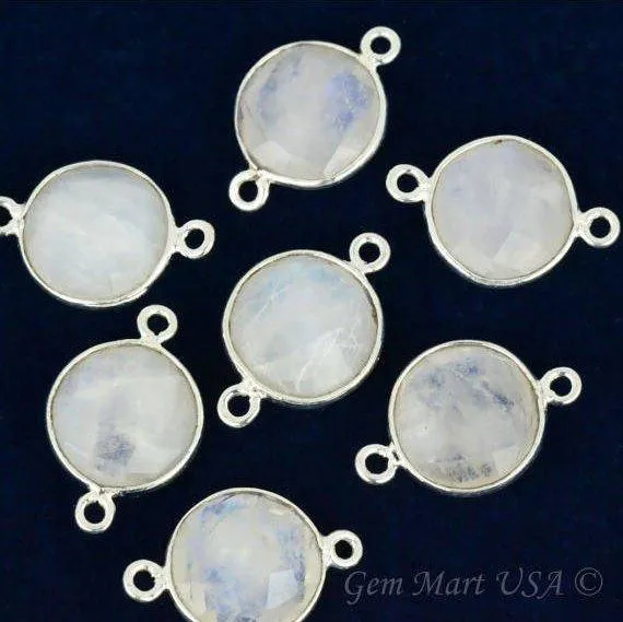 Round 12mm Double Bail Silver Plated Gemstone Bezel Connector GemMartUSA Rings