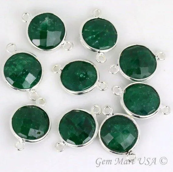Round 12mm Double Bail Silver Plated Gemstone Bezel Connector GemMartUSA Rings