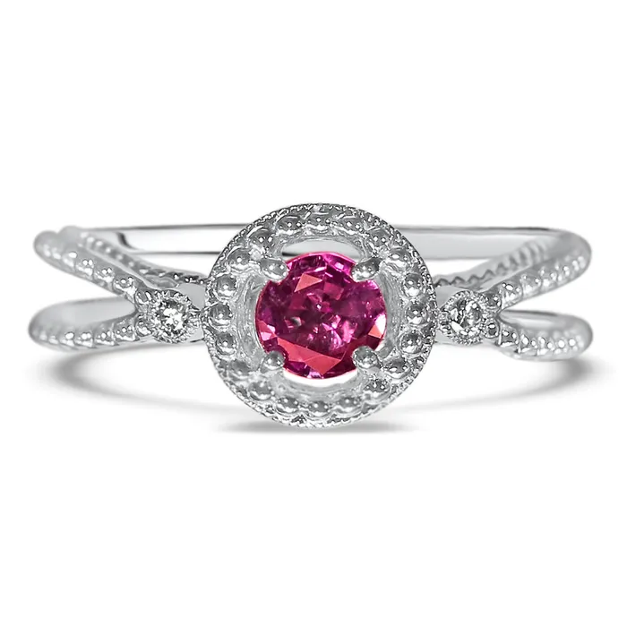 Safiya Jewels Rings Circle of Life Round 14K White Gold Natural Alexandrite Ring