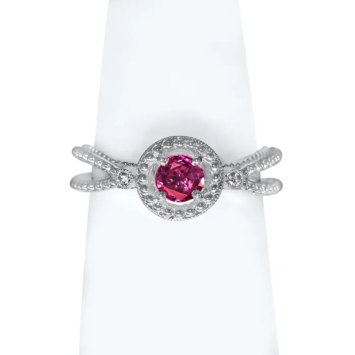 Safiya Jewels Rings Circle of Life Round 14K White Gold Natural Alexandrite Ring