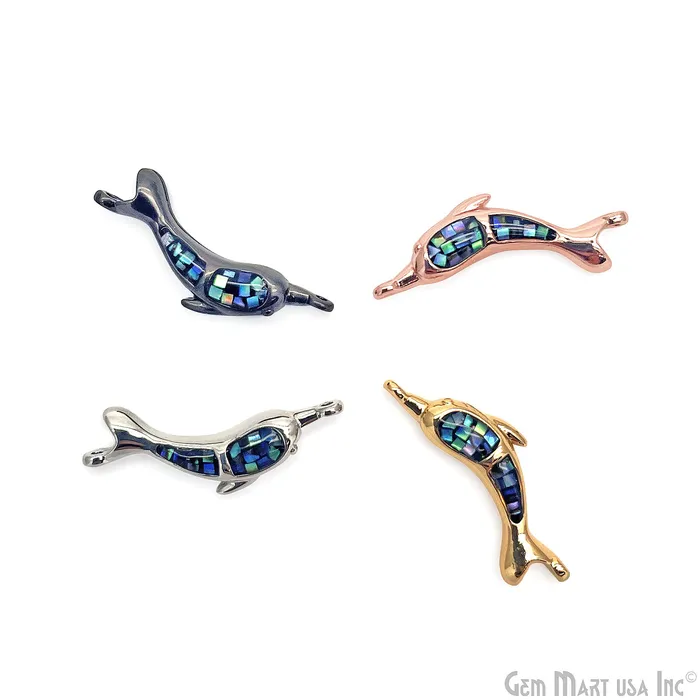 Shell Dolphin Fish Charm Pendant 24x8mm Single Bail Bracelet Charm GemMartUSA Bracelets Shell Dolphin Fish Charm Pendant 24x8mm Single Bail Bracelet Charm GemMartUSA Bracelets