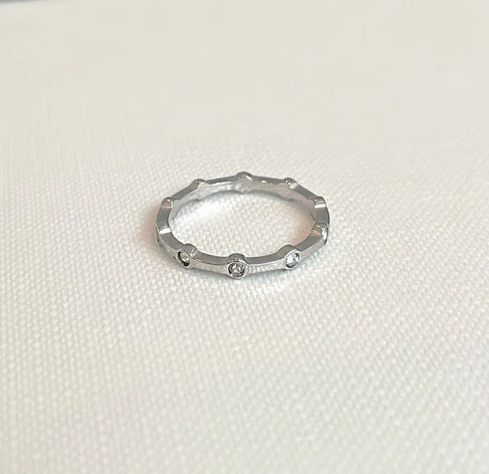 SILVER DAINTY PAVE STONE RING SAMPLE Mai Dsire Rings