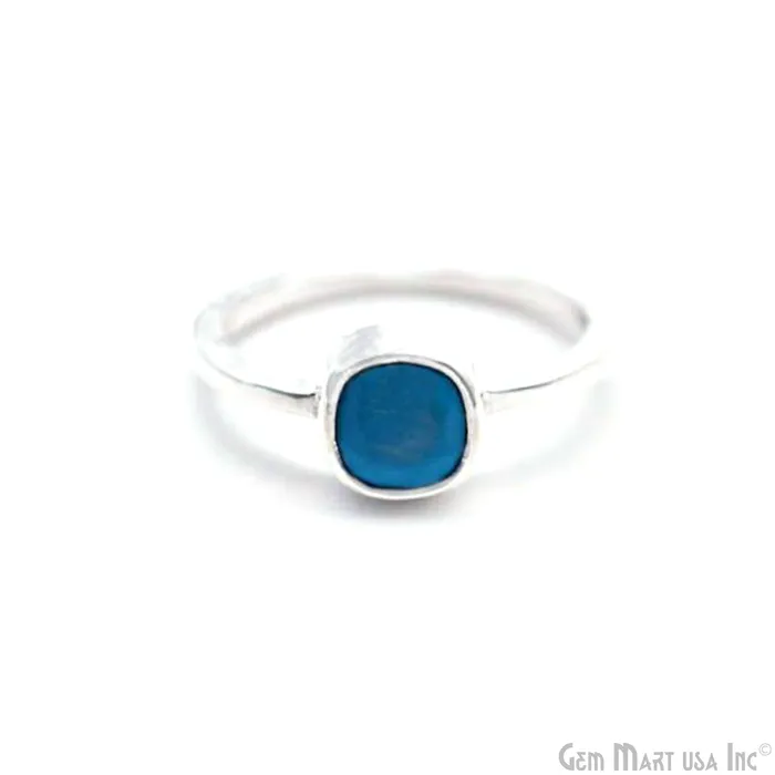 Silver Plated Cushion Shape Single Gemstone Solitaire Ring Pick your stone and size SP12008 GemMartUSA Rings