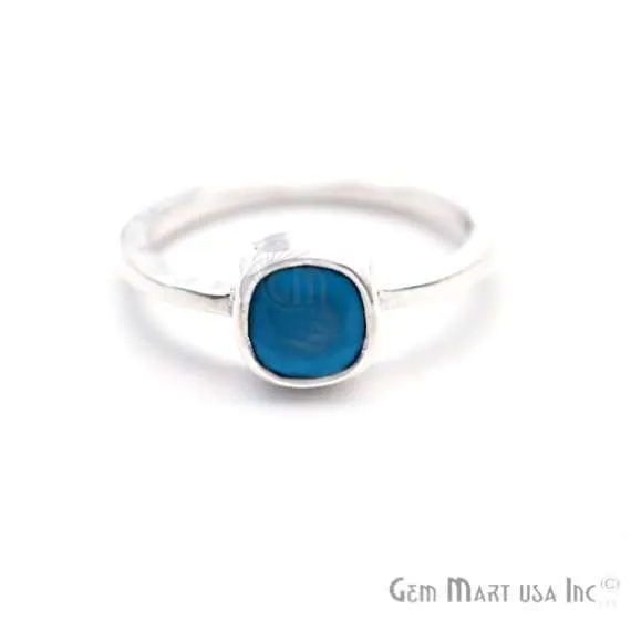 Silver Plated Cushion Shape Single Gemstone Solitaire Ring Pick your stone and size SP12008 GemMartUSA Rings