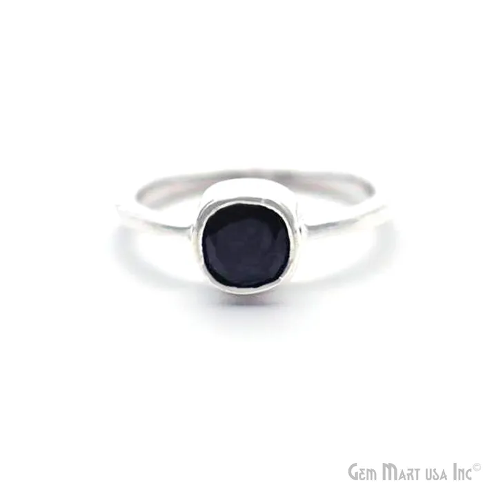 Silver Plated Cushion Shape Single Gemstone Solitaire Ring Pick your stone and size SP12008 GemMartUSA Rings