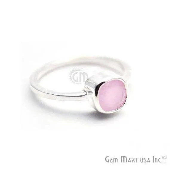 Silver Plated Cushion Shape Single Gemstone Solitaire Ring Pick your stone and size SP12008 GemMartUSA Rings