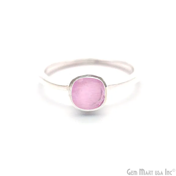 Silver Plated Cushion Shape Single Gemstone Solitaire Ring Pick your stone and size SP12008 GemMartUSA Rings