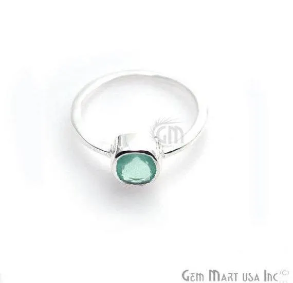 Silver Plated Cushion Shape Single Gemstone Solitaire Ring Pick your stone and size SP12008 GemMartUSA Rings