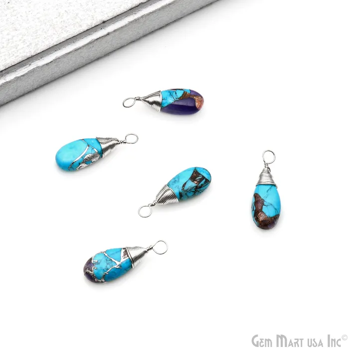 Silver Wire Wrapped 21x7mm Jewelry Making Drop Single Bail Connector GemMartUSA Earrings