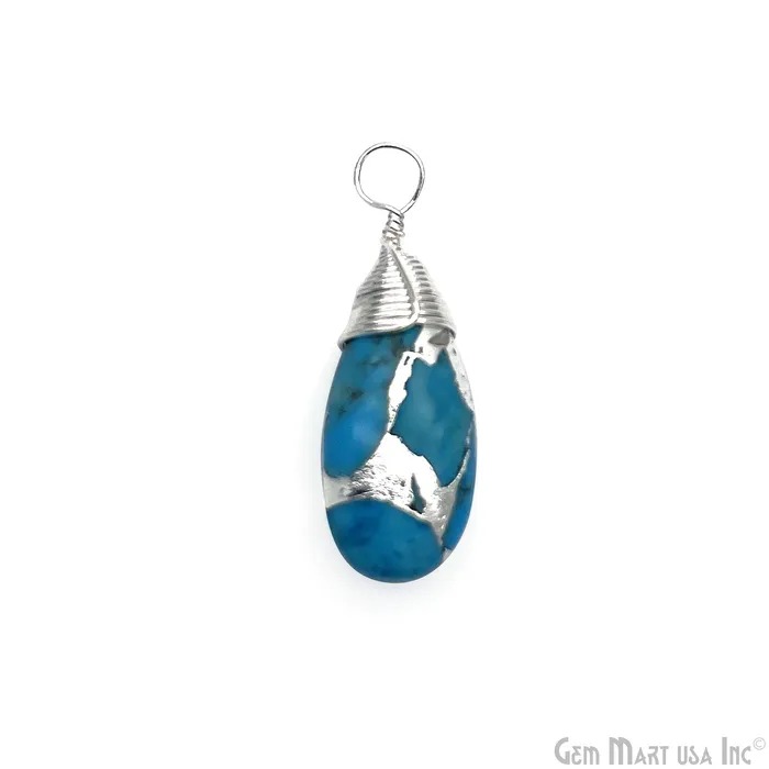 Silver Wire Wrapped 21x7mm Jewelry Making Drop Single Bail Connector GemMartUSA Earrings