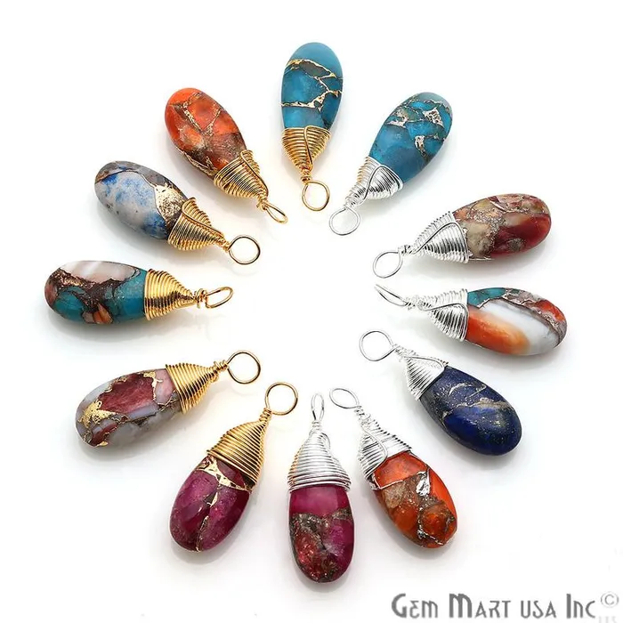 Silver Wire Wrapped 21x7mm Jewelry Making Drop Single Bail Connector GemMartUSA Earrings