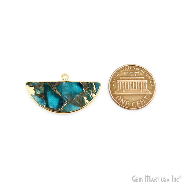 Sky Blue Mohave 29x16mm Gold Plated Single Bail Earring Connector 1 Pair GemMartUSA Earrings