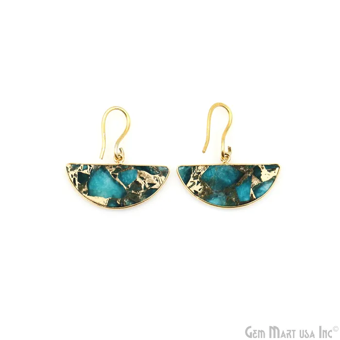 Sky Blue Mohave 29x16mm Gold Plated Single Bail Earring Connector 1 Pair GemMartUSA Earrings