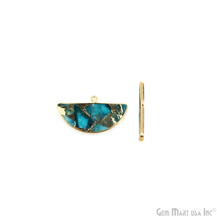 Sky Blue Mohave 29x16mm Gold Plated Single Bail Earring Connector 1 Pair GemMartUSA Earrings