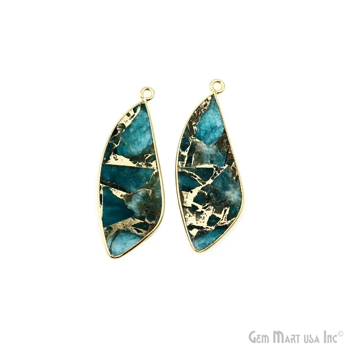 Sky Blue Mohave 37x14mm Gold Plated Single Bail Earring Connector 1 Pair GemMartUSA Earrings Sky Blue Mohave 37x14mm Gold Plated Single Bail Earring Connector 1 Pair GemMartUSA Earrings