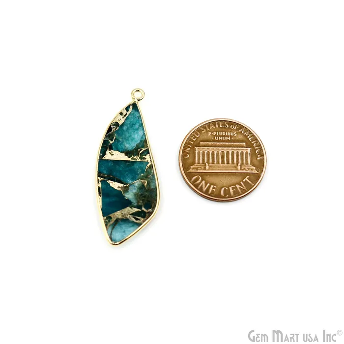 Sky Blue Mohave 37x14mm Gold Plated Single Bail Earring Connector 1 Pair GemMartUSA Earrings Sky Blue Mohave 37x14mm Gold Plated Single Bail Earring Connector 1 Pair GemMartUSA Earrings