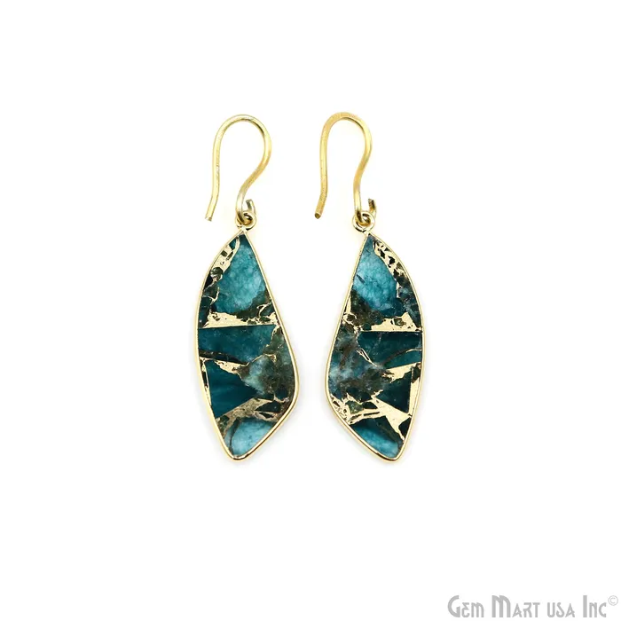 Sky Blue Mohave 37x14mm Gold Plated Single Bail Earring Connector 1 Pair GemMartUSA Earrings Sky Blue Mohave 37x14mm Gold Plated Single Bail Earring Connector 1 Pair GemMartUSA Earrings