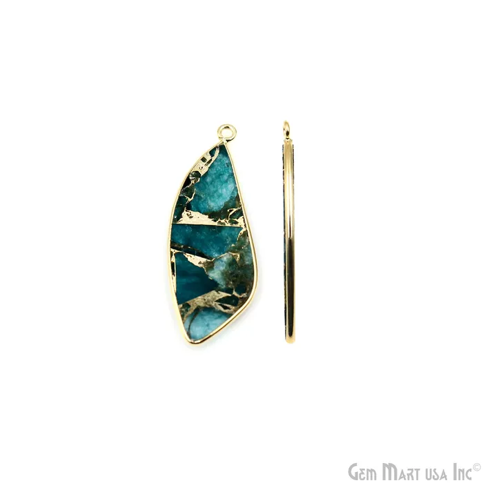 Sky Blue Mohave 37x14mm Gold Plated Single Bail Earring Connector 1 Pair GemMartUSA Earrings Sky Blue Mohave 37x14mm Gold Plated Single Bail Earring Connector 1 Pair GemMartUSA Earrings