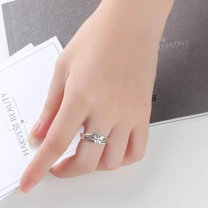 Solid 925 Sterling Silver Female Rings With 7mm Butterfly Shape Engagement Rings Jewelry Rings Gift to Girls customjewelryan Rings