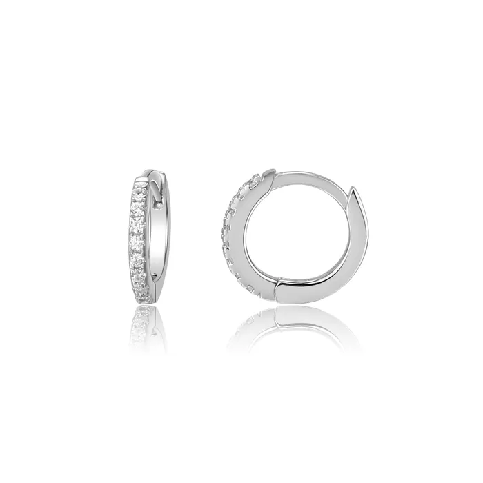 Sterling Silver Huggie Hoop Earrings with CZs for Kids 10mm Cherished Moments Earrings